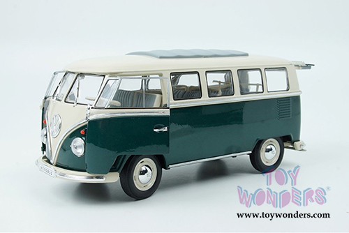 Welly - Volkswagen Classical T1 Bus (1963, 1/24 scale diecast model car, Green/white) 22095WGN