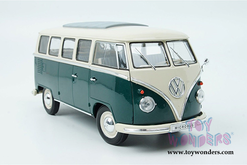 Welly - Volkswagen Classical T1 Bus (1963, 1/24 scale diecast model car, Green/white) 22095WGN