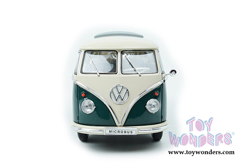 Welly - Volkswagen Classical T1 Bus (1963, 1/24 scale diecast model car, Green/white) 22095WGN