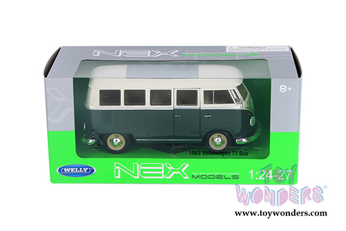 Welly - Volkswagen Classical T1 Bus (1963, 1/24 scale diecast model car, Green/white) 22095WGN