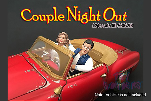 American Diorama Figurine - Seated Couple Night Out II Figures set of 2 (1/18  scale, Pink, Blue and white) 23833B