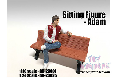 American Diorama Figurine - Sitting Figure Adam (1/18  scale, Red with white and blue) 23887