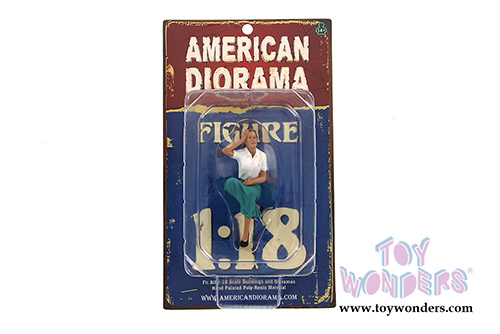 American Diorama Figurine - Sitting Figure Kristan (1/18  scale, White with Green) 23888