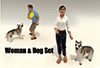 American Diorama Figurine - Woman and Dog set of 2 (1/24  scale, White with Blue) 23928