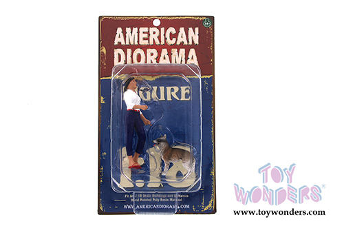 American Diorama Figurine - Woman and Dog set of 2 (1/18  scale, White with Blue) 23890
