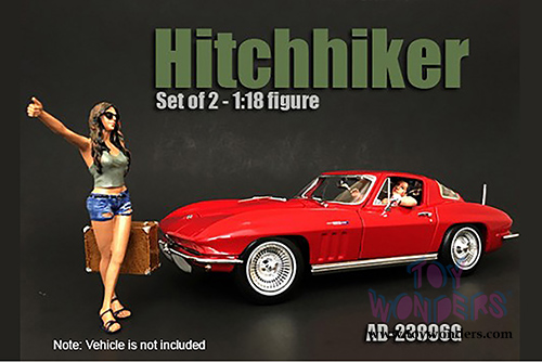 American Diorama Figurine - Hitchhiker Set of 2 Figures (1/18 scale, Green/White/Blue) 23896G