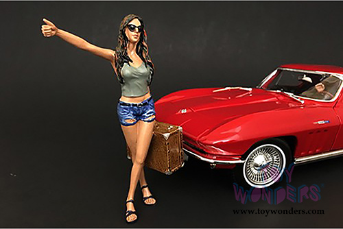 American Diorama Figurine - Hitchhiker Set of 2 Figures (1/18 scale, Green/White/Blue) 23896G