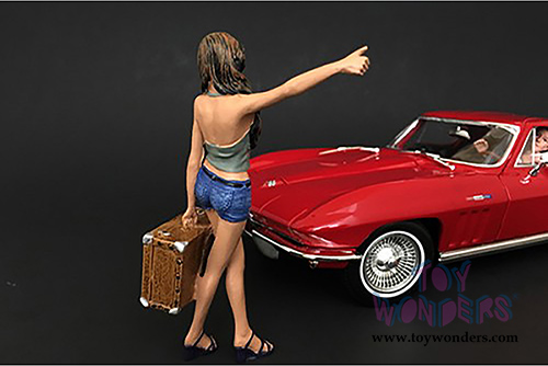 American Diorama Figurine - Hitchhiker Set of 2 Figures (1/18 scale, Green/White/Blue) 23896G