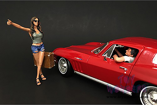 American Diorama Figurine - Hitchhiker Set of 2 Figures (1/18 scale, Green/White/Blue) 23896G