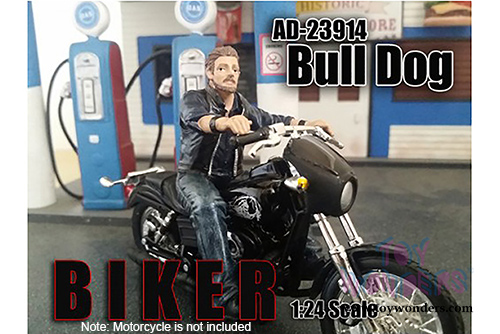 American Diorama Figurine - Biker Bull Dog (1/24 scale, Black) 23914