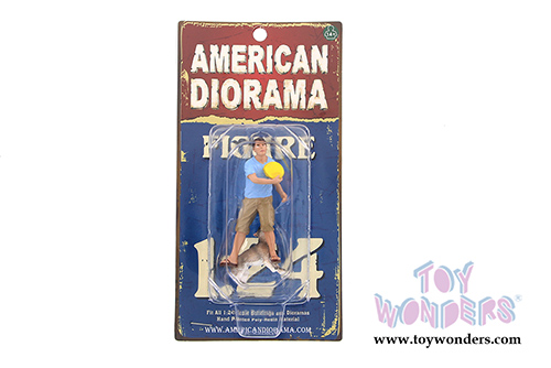 American Diorama Figurine - Man and Dog set of 2 (1/24  scale, Blue with Beige) 23927
