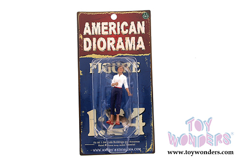 American Diorama Figurine - Woman and Dog set of 2 (1/24  scale, White with Blue) 23928
