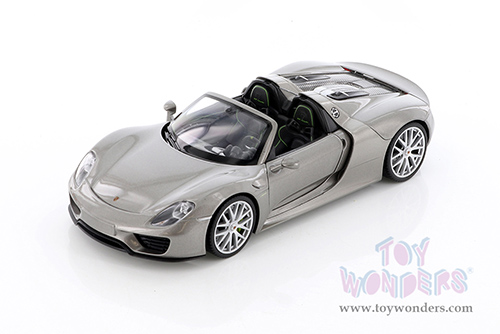 Welly - Porsche 918 Spyder Convertible (1/24 scale diecast model car, Silver) 24055CWSV