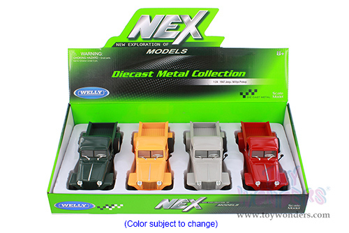 Welly - Jeep® Willys Pickup Truck (1947, 1/24 Scale diecast model car, Asstd.) 24116/4D