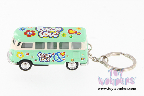 Kinsmart - Volkswagen Classic Bus with Decals and Key Chain (1962, 2.5" diecast model car, Asstd.) 2546DFK