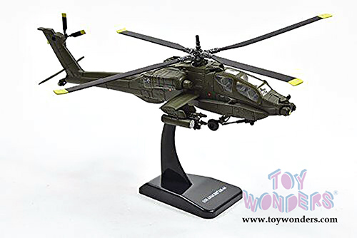 New Ray - Sky Pilot Apache AH-64A Helicopter (1/55 Scale diecast model, Dark Green) 25523