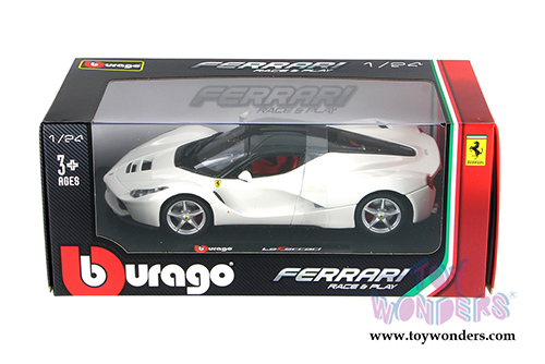 BBurago Ferrari Race & Play - LaFerrari Hard Top (1/24 scale diecast model car, White) 26001W