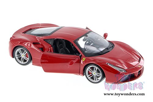 BBurago Ferrari Race & Play - Ferrari 488 GTB Hard Top (1/24 scale diecast model car, Burgundy) 26013D