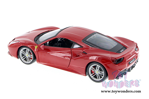 BBurago Ferrari Race & Play - Ferrari 488 GTB Hard Top (1/24 scale diecast model car, Burgundy) 26013R