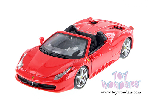 BBurago Ferrari Race & Play - Ferrari 458 Spider Convertible (1/24 scale diecast model car, Red) 26017R