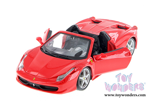 BBurago Ferrari Race & Play - Ferrari 458 Spider Convertible (1/24 scale diecast model car, Red) 26017R