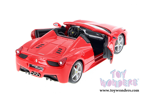 BBurago Ferrari Race & Play - Ferrari 458 Spider Convertible (1/24 scale diecast model car, Red) 26017R