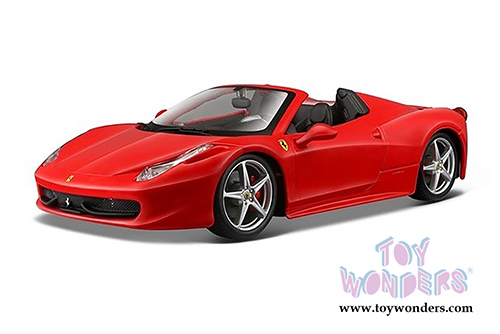 BBurago Ferrari Race & Play - Ferrari 458 Spider Convertible (1/24 scale diecast model car, Red) 26017R