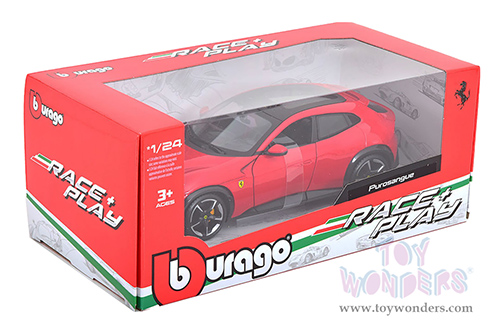 BBurago Ferrari Race & Play - Ferrari Purosangue SUV (1/24 scale diecast model car, Red) 18-26030R