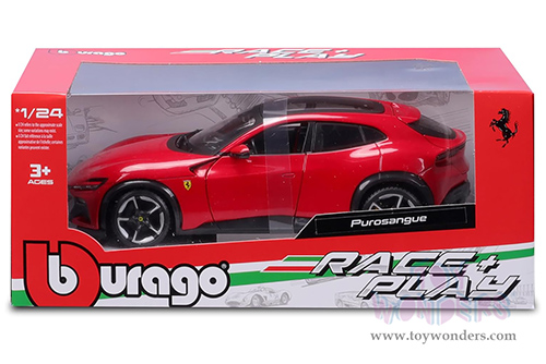 BBurago Ferrari Race & Play - Ferrari Purosangue SUV (1/24 scale diecast model car, Red) 18-26030R