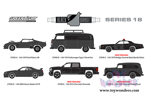 Greenlight Black Bandit Series 18 (1/64 scale diecast model car, Black) 27930/48