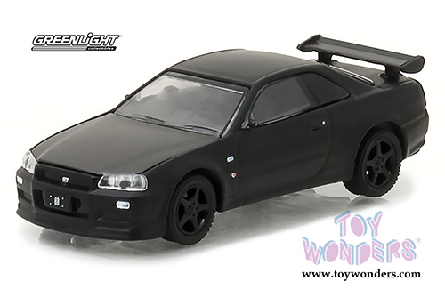 Greenlight Black Bandit Series 18 | Nissan Skyline GT-R (2000, 1/64 scale diecast model car, Black) 27930D/48