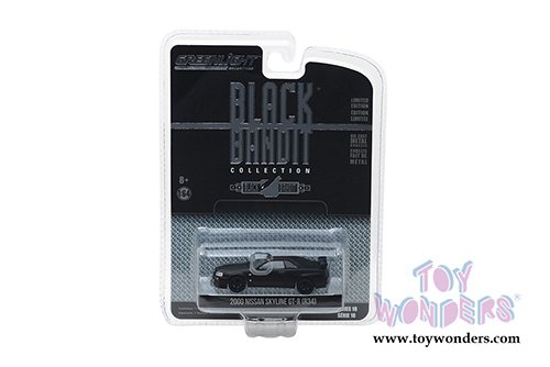 Greenlight Black Bandit Series 18 | Nissan Skyline GT-R (2000, 1/64 scale diecast model car, Black) 27930D/48