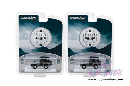 Greenlight - Anniversary Collection Series 6 | Jeep&reg; CJ-5 Silver Anniversary Edition (1979, 1/64 scale diecast model car, Gray/Black) 27940C/48