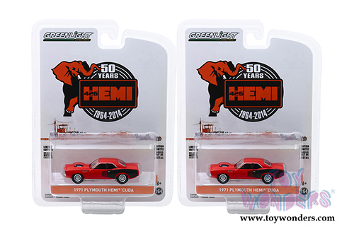 Greenlight - Anniversary Collection Series 9 | Plymouth HEMI&reg; 'Cuda - 426 HEMI 50 Years (1971, 1/64 scale diecast model car, Red/Black) 28000E/48