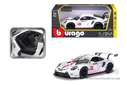 BBurago Race - Porsche 911 RSR GT (1/24 scale diecast model car, White) 18-28013WT