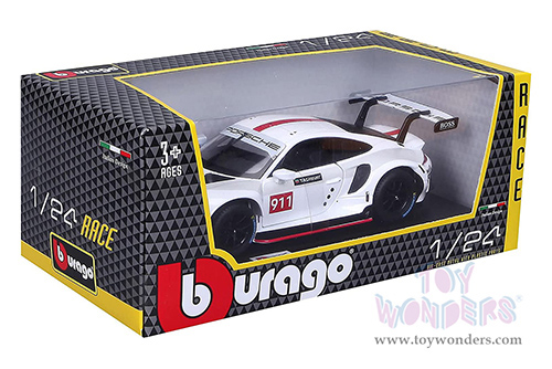 BBurago Race - Porsche 911 RSR GT (1/24 scale diecast model car, White) 18-28013WT
