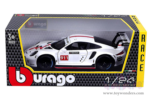 BBurago Race - Porsche 911 RSR GT (1/24 scale diecast model car, White) 18-28013WT