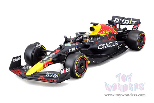 Bburago - Oracle Red Bull Racing RB18 #1 Max Verstappen with Driver Formula One F1 Abu Dhabi GP "Drivers' Champion" (2022) (1/24 scale diecast model car, Black) 18-28026/1