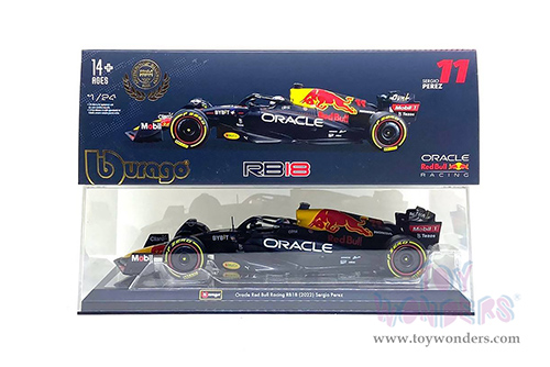 Bburago - Oracle Red Bull Racing RB18 #11 Sergio Perez with Driver Formula One F1 Abu Dhabi GP "Construtors' Champion" (2022) (1/24 scale diecast model car, Black) 18-28026/11