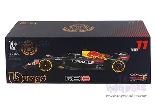 Bburago - Oracle Red Bull Racing RB18 #11 Sergio Perez with Driver Formula One F1 Abu Dhabi GP "Construtors' Champion" (2022) (1/24 scale diecast model car, Black) 18-28026/11