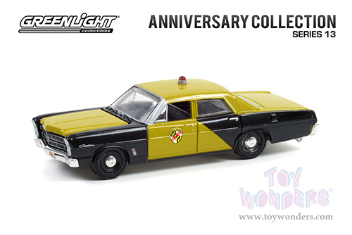 Greenlight - Anniversary Collection Series 13 | Ford Custom - Maryland State Police 100th Anniversary (1967, 1/64 scale diecast model car, Yellow/Black) 28080A/48