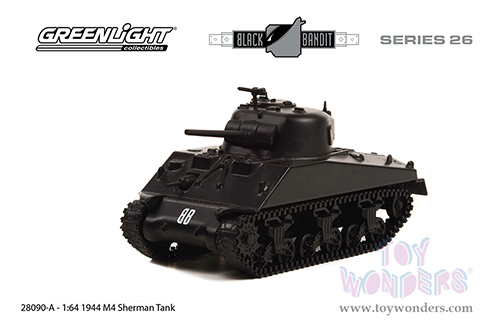 Greenlight Black Bandit - Series 26 | M4 Sherman Tank (1944, 1/64 scale diecast model car, Black) 28090A/48