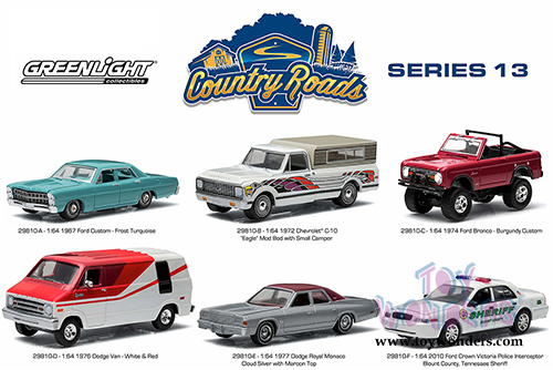 Greenlight - Country Roads Series 13 (1/64 scale diecast model car, Asstd.) 29810/6
