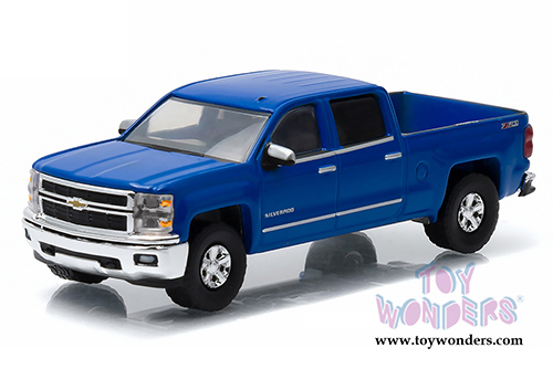 Greenlight Firstcut - Chevrolet Silverado LTZ Z71 (2014, 1/64 scale diecast model car, Blue and Bare metal) 29827