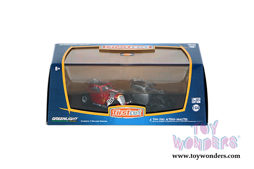 Greenlight Firstcut - Topo Fuel Altered Drag Car 2-Piece Set (1/64 scale diecast model car, Red and Bare metal) 29848