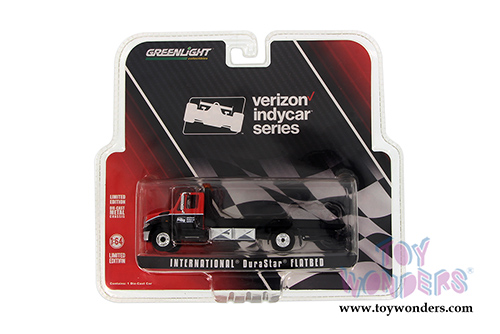 Greenlight Verizon Indycar Series - International Durastar 4400 Flatbed Tow Truck (2016, 1/64 scale diecast model car, Red) 29867