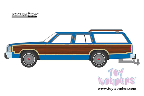 Greenlight - Estate Wagons Series 1 | Ford LTD Country Squire with Roof Rack and Wood Paneling (1979, 1/64 scale diecast model car, Midnight Blue) 29910E/48