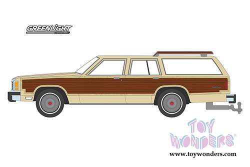 Greenlight - Estate Wagons Series 1 | Ford LTD Country Squire with Roof Rack and Wood Paneling (1985, 1/64 scale diecast model car, Cream) 29910F/48