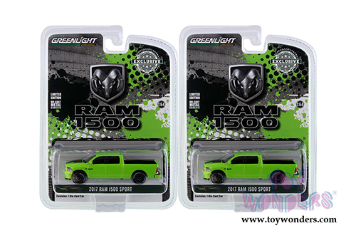 Greenlight - Dodge Ram 1500 Sport Pickup Truck (2017, 1/64 scale diecast model car, Sublime Green Pearl Coat) 29927