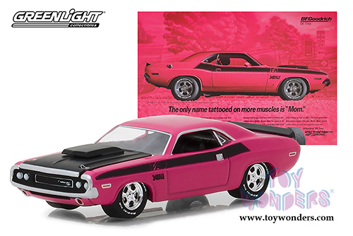 Greenlight - Dodge Challenger T/A BFGoodrich Vintage Ad Car (1970, 1/64 scale diecast model car, Pink) 29943/48
